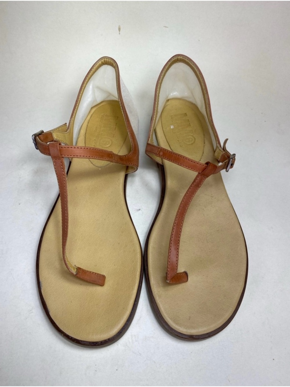 MM6 Maison Martin Margiela Tan Leather T-Strap Sandals